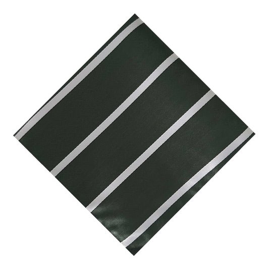 Forest Green & White Single Stripe Pocket Square