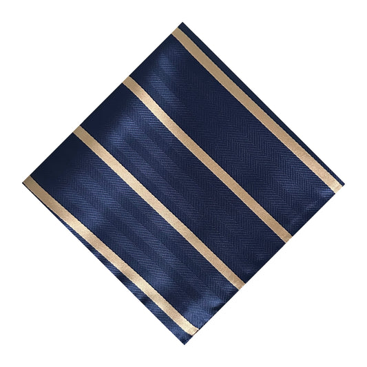 Navy Blue & Caramel Single Stripe Pocket Square