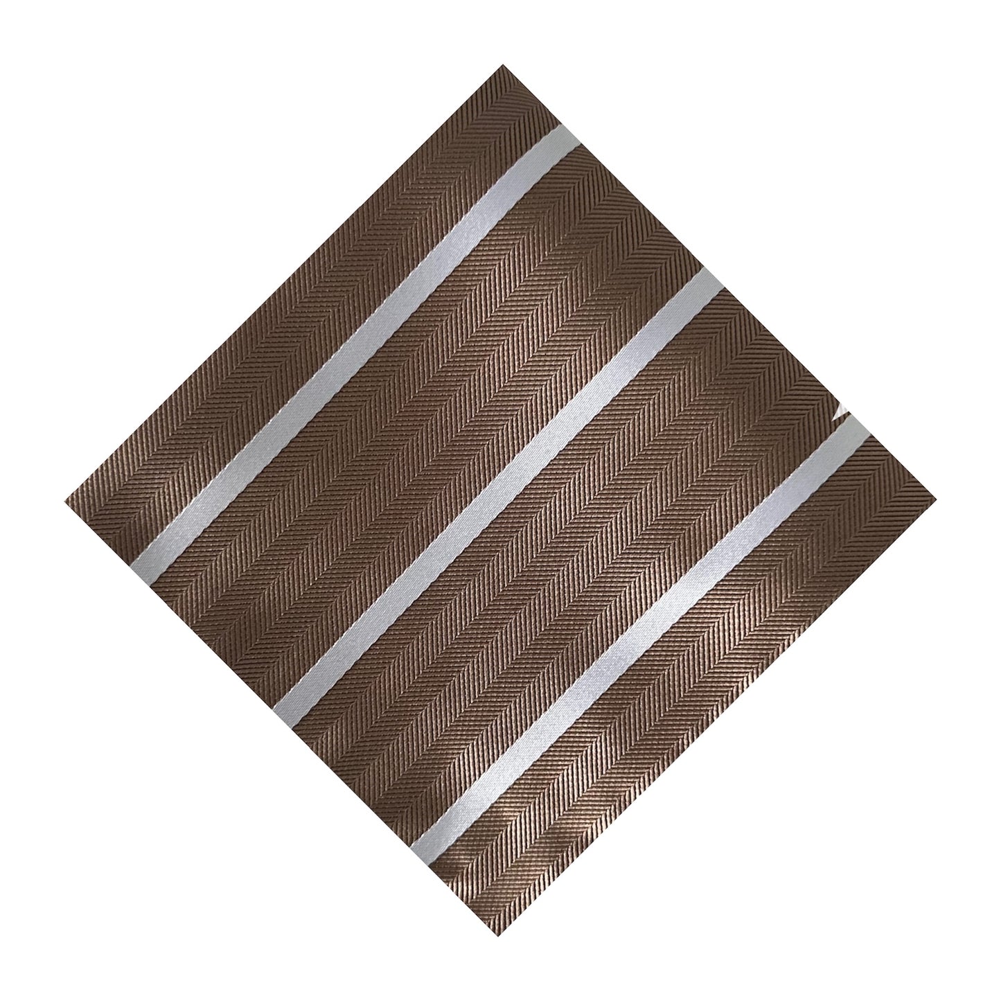 Mocha & White Single Stripe Pocket Square