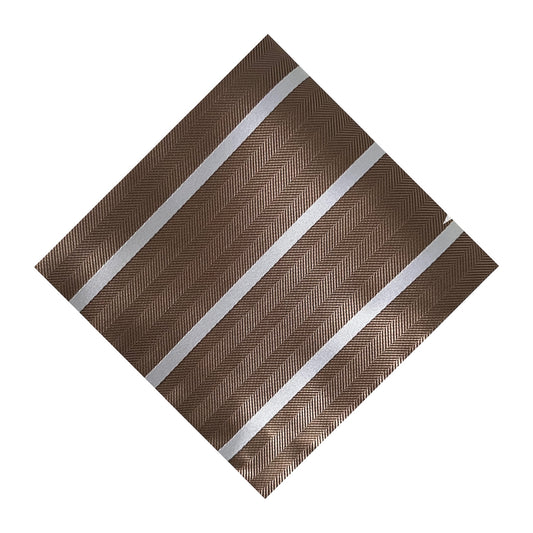 Mocha & White Single Stripe Pocket Square