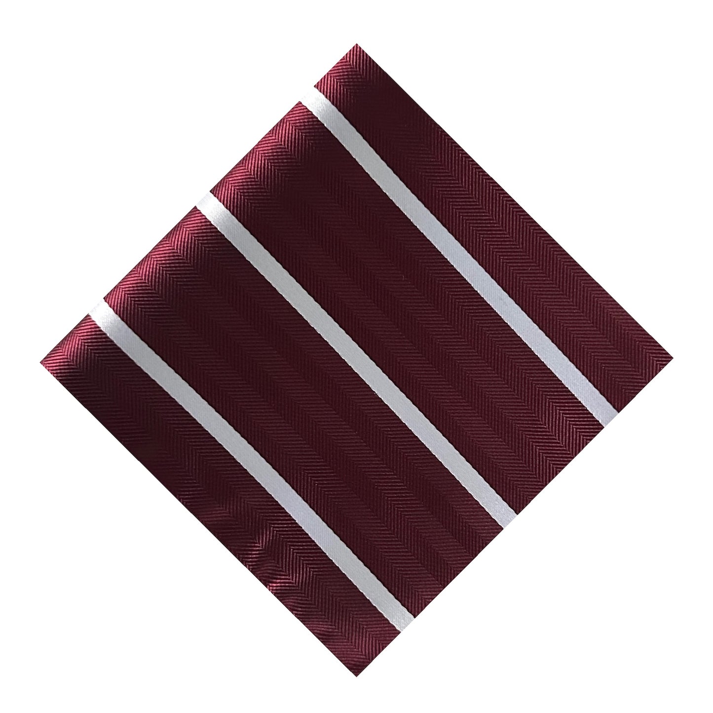 Burgundy & White Single Stripe Pocket Square