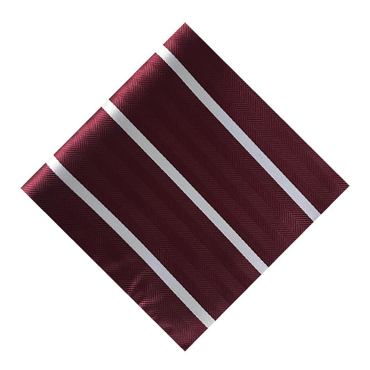 Burgundy & White Single Stripe Pocket Square