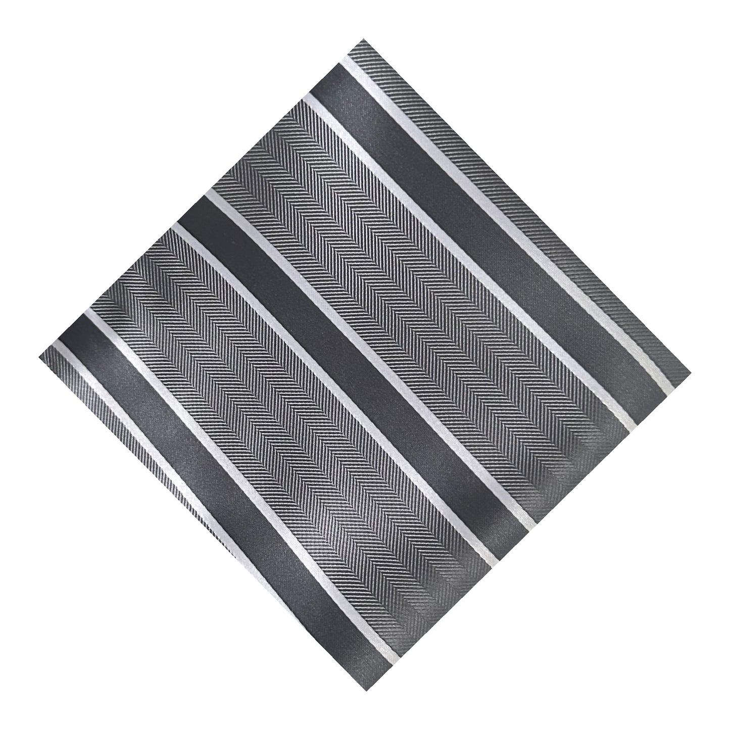 Glacier Grey & White Double Stripe Pocket Square