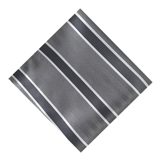 Glacier Grey & White Double Stripe Pocket Square