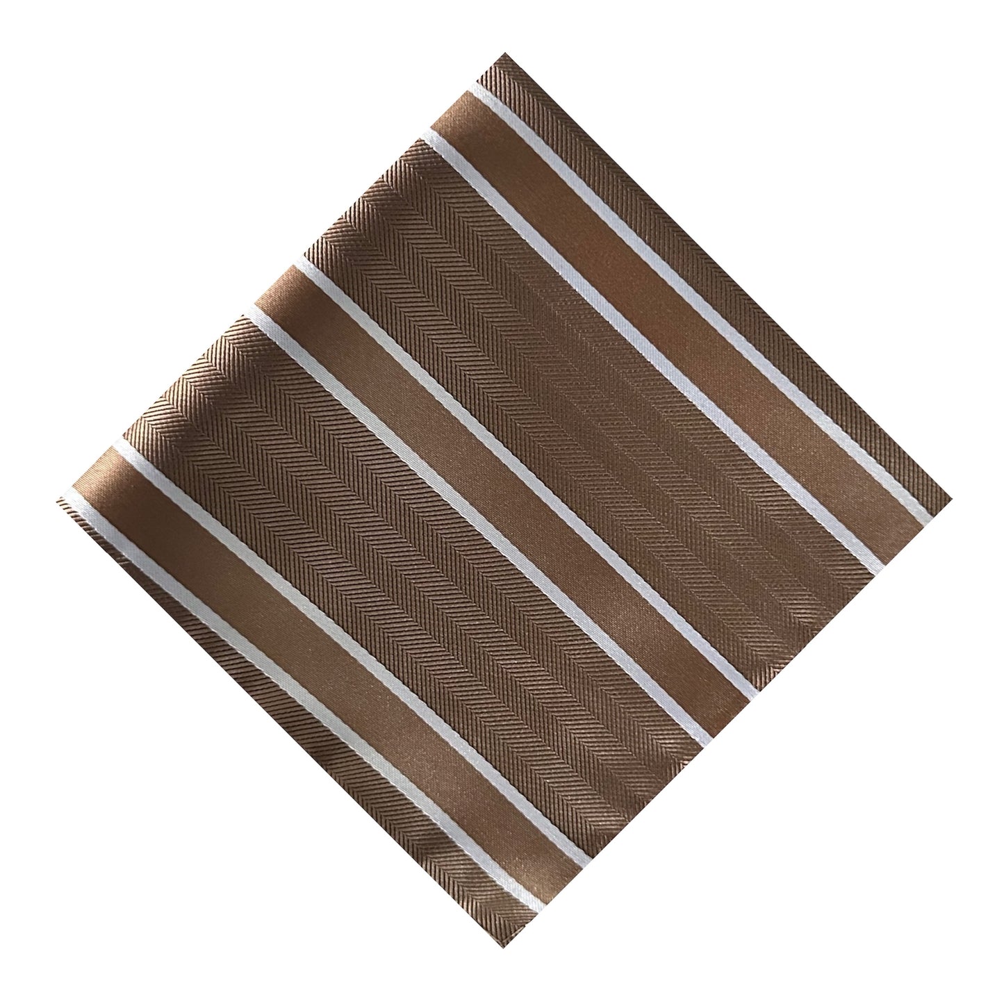 Mocha & White Double Stripe Pocket Square