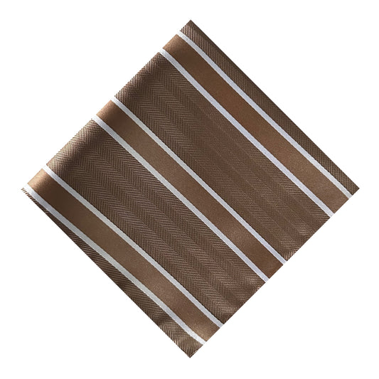 Mocha & White Double Stripe Pocket Square
