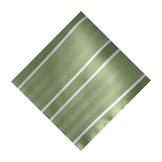 Matcha & White Double Stripe Pocket Square