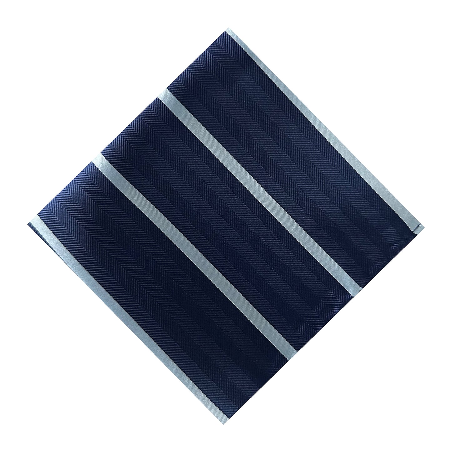 Navy Blue & Light Blue Single Stripe Pocket Square