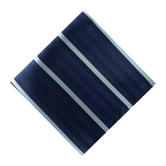 Navy Blue & Light Blue Single Stripe Pocket Square