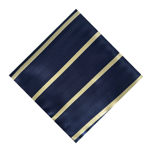 Navy Blue & Pale Yellow Single Stripe Pocket Square
