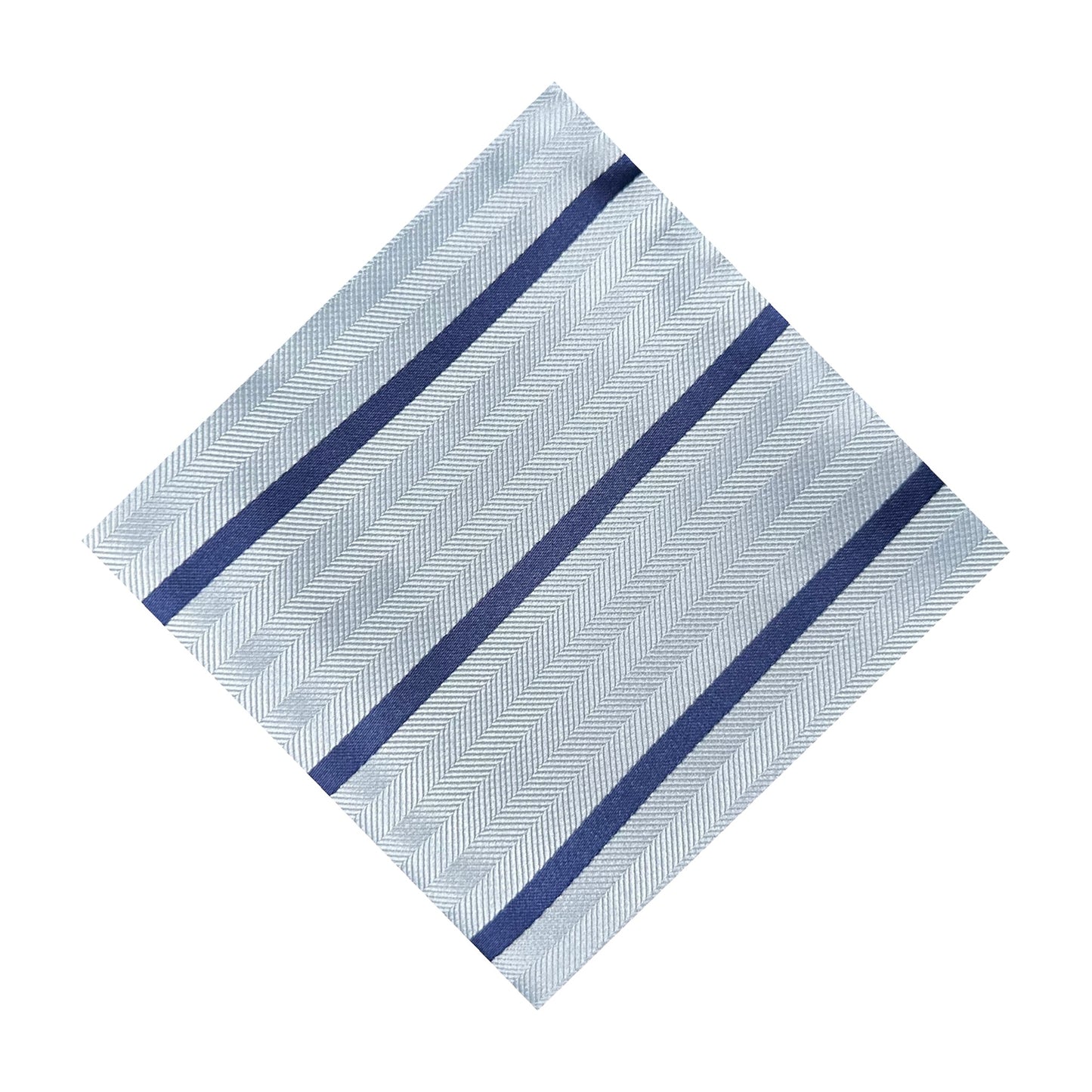 Light Blue & Navy Blue Single Stripe Pocket Square