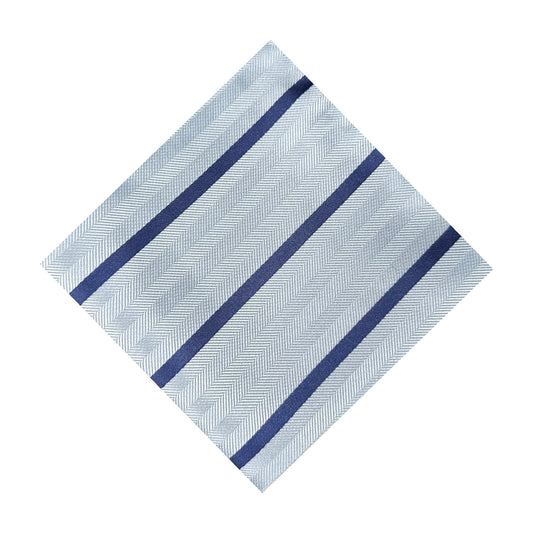Light Blue & Navy Blue Single Stripe Pocket Square