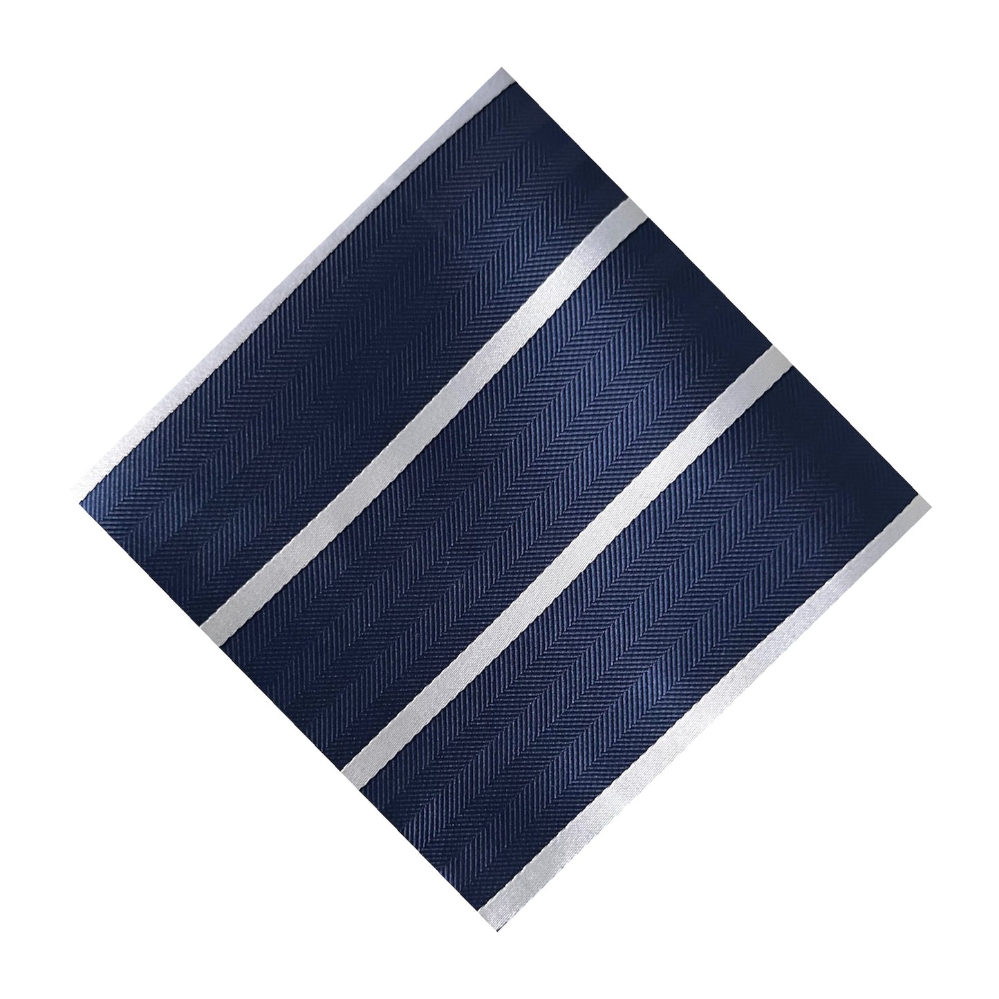 Navy Blue & White Single Stripe Pocket Square