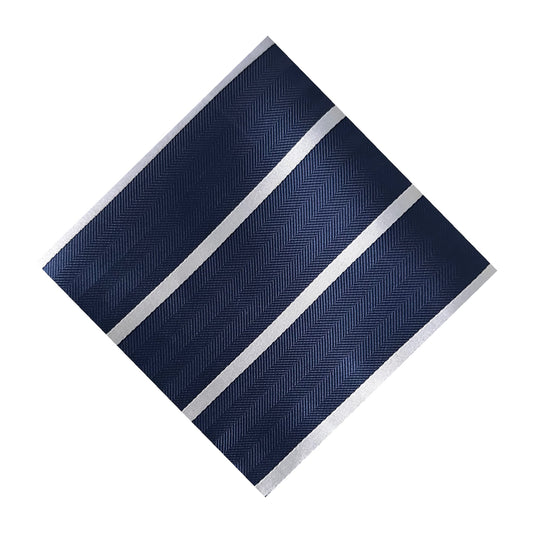 Navy Blue & White Single Stripe Pocket Square