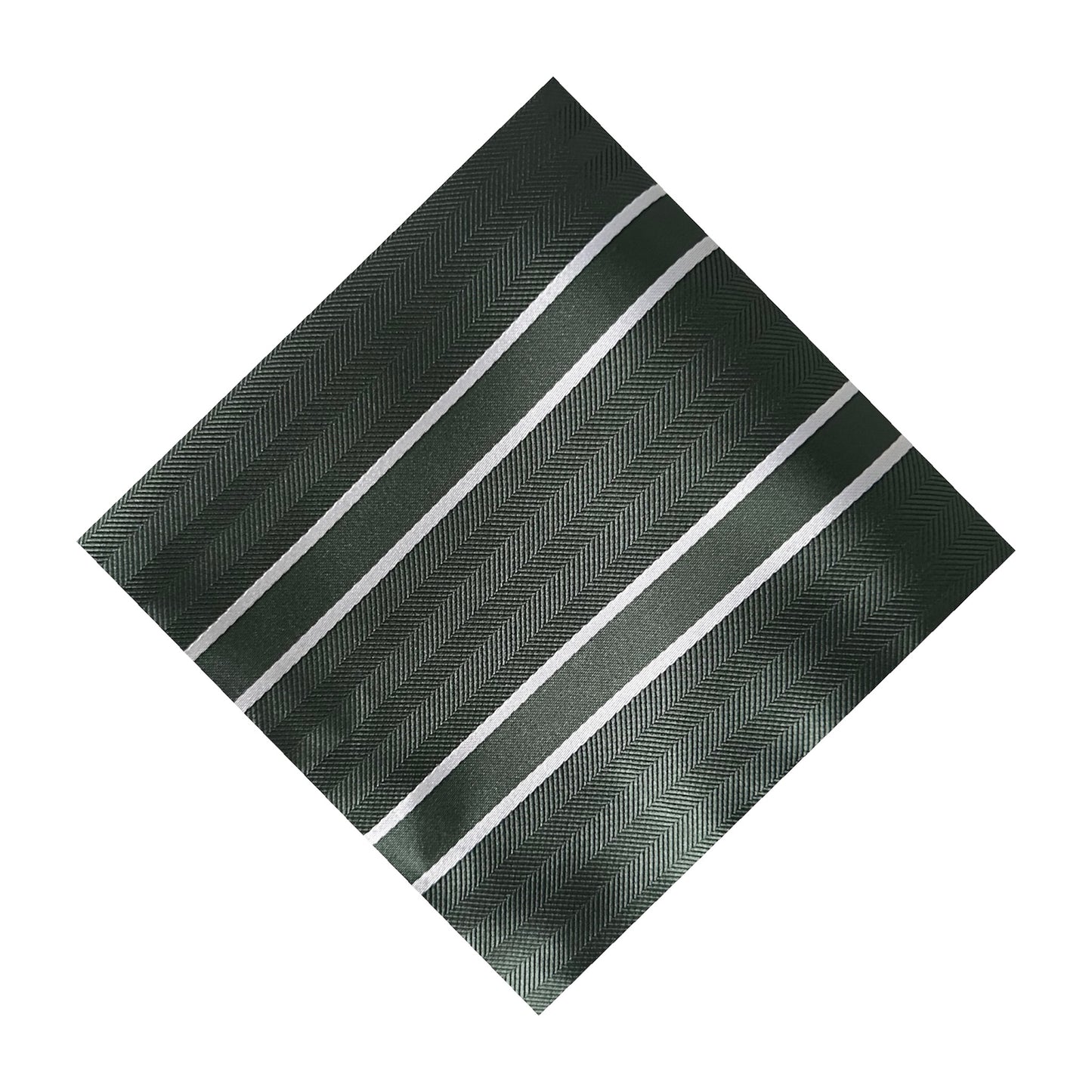 Forest Green & White Double Stripe Pocket Square