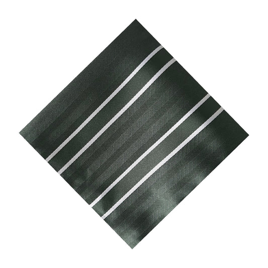 Forest Green & White Double Stripe Pocket Square