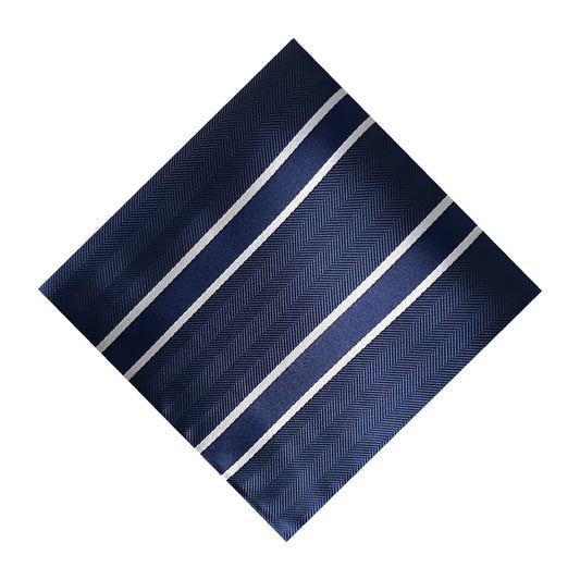 Navy Blue & White Double Stripe Pocket Square