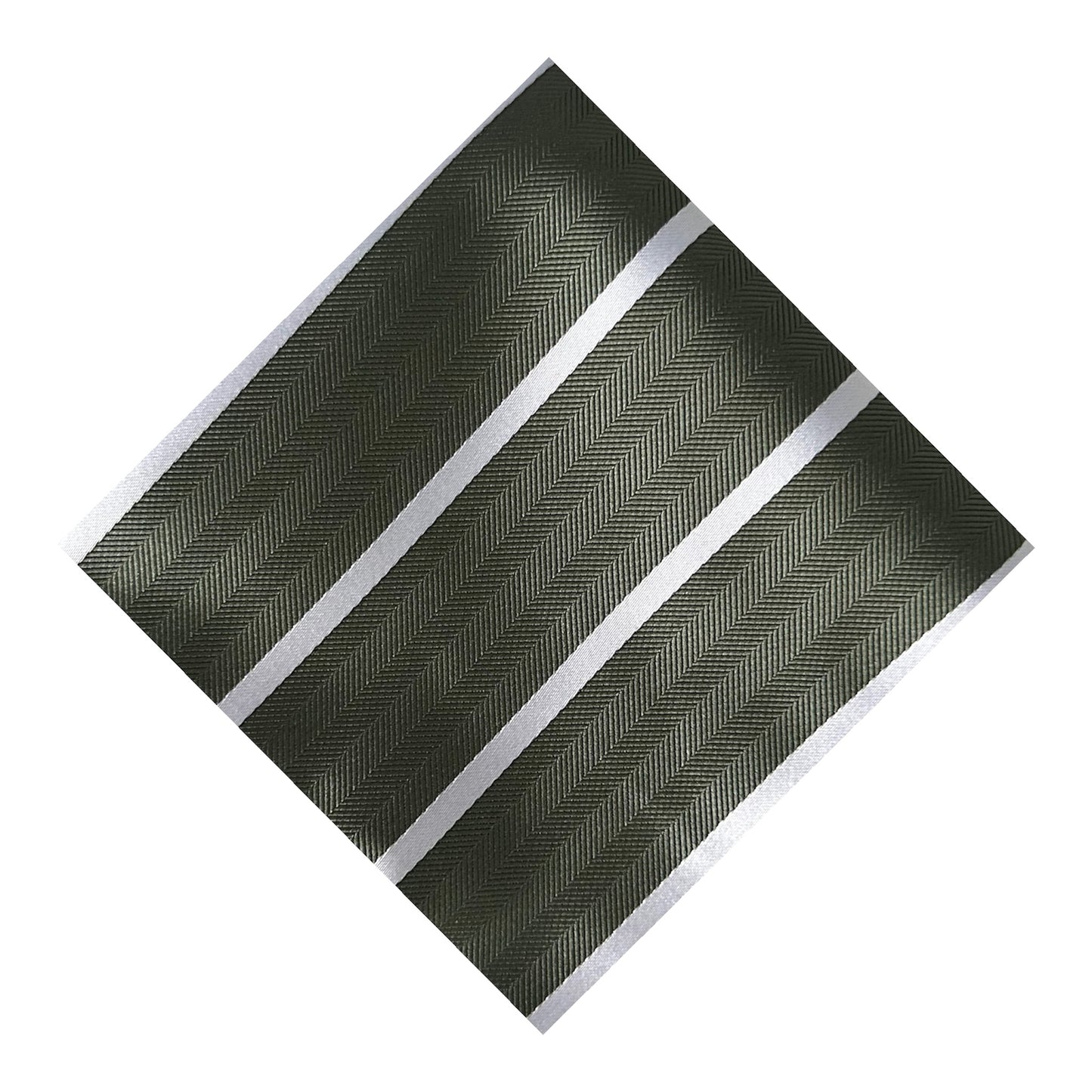 Khaki & White Single Stripe Pocket Square