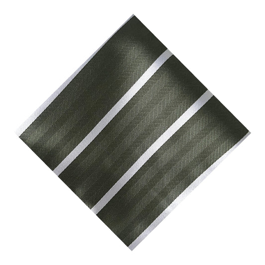 Khaki & White Single Stripe Pocket Square