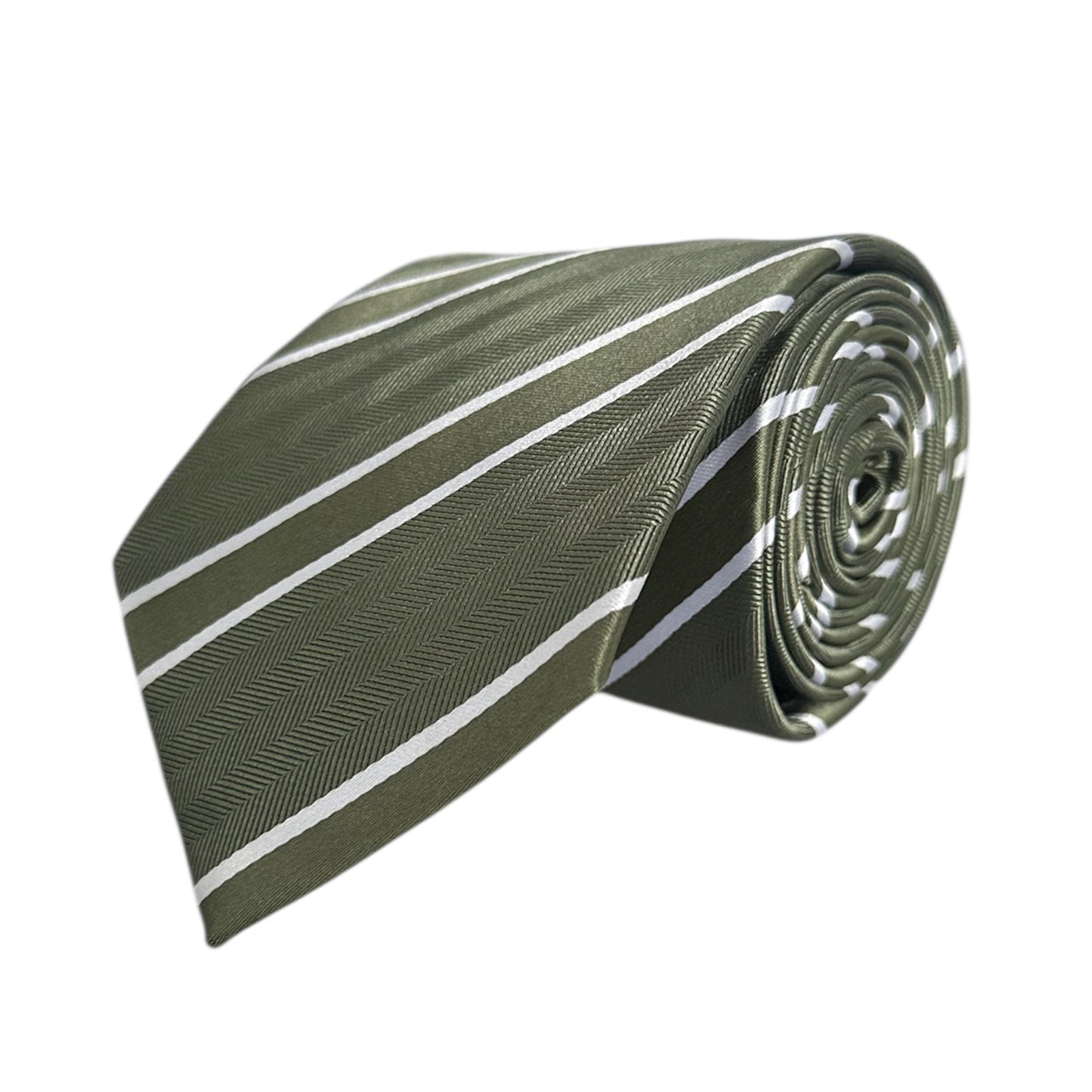 Khaki & White Stripe Tie - Charleston Edit