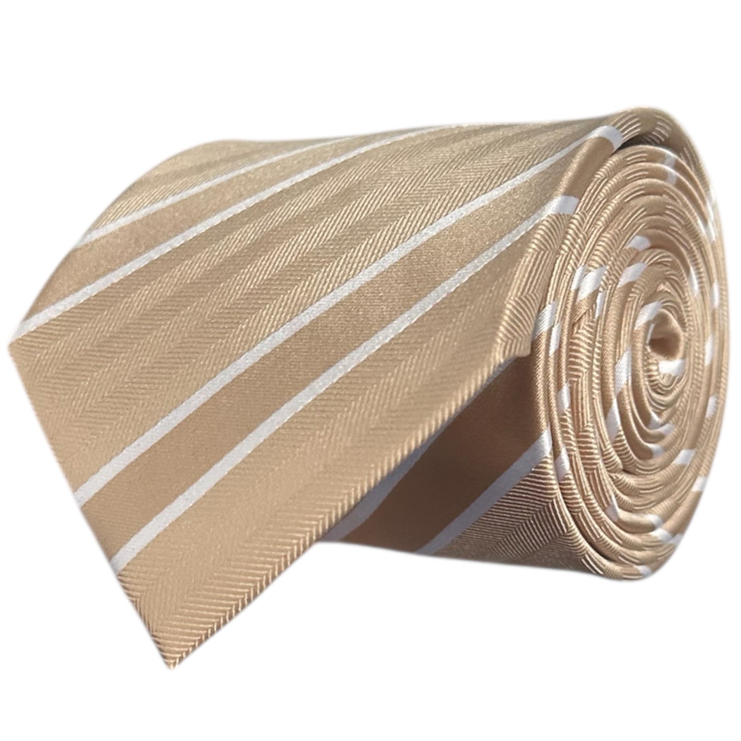 Beige & White Stripe Tie - Charleston Edit