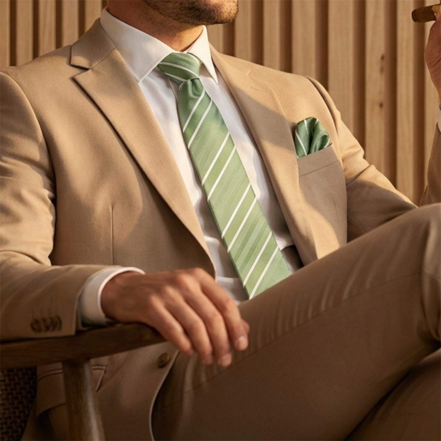 Matcha & White Stripe Tie - Charleston Edit
