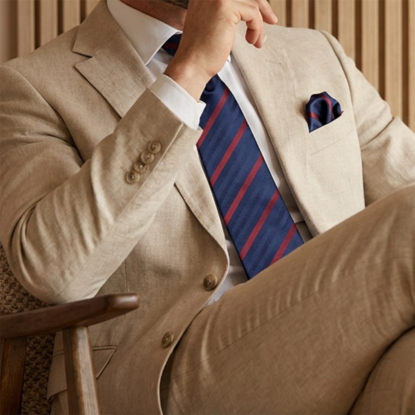 Navy Blue & Wine Stripe Tie - Hawksmoor Edit