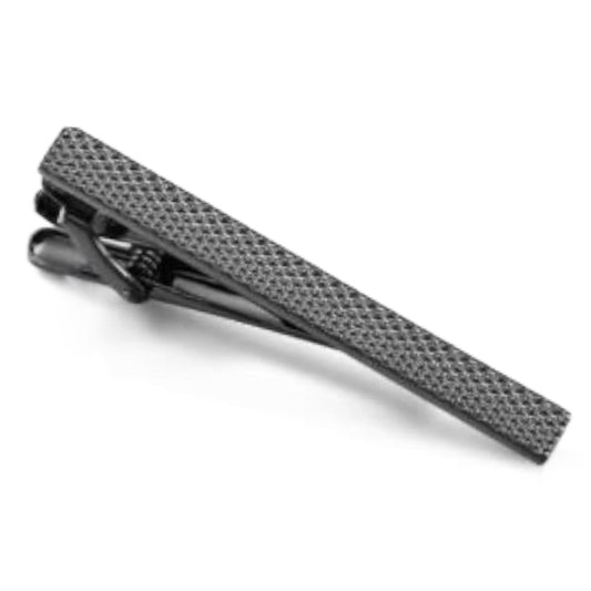 Gun Metal Silver Textured Tie Bar