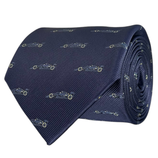 F1 Racing Car Tie Navy Blue