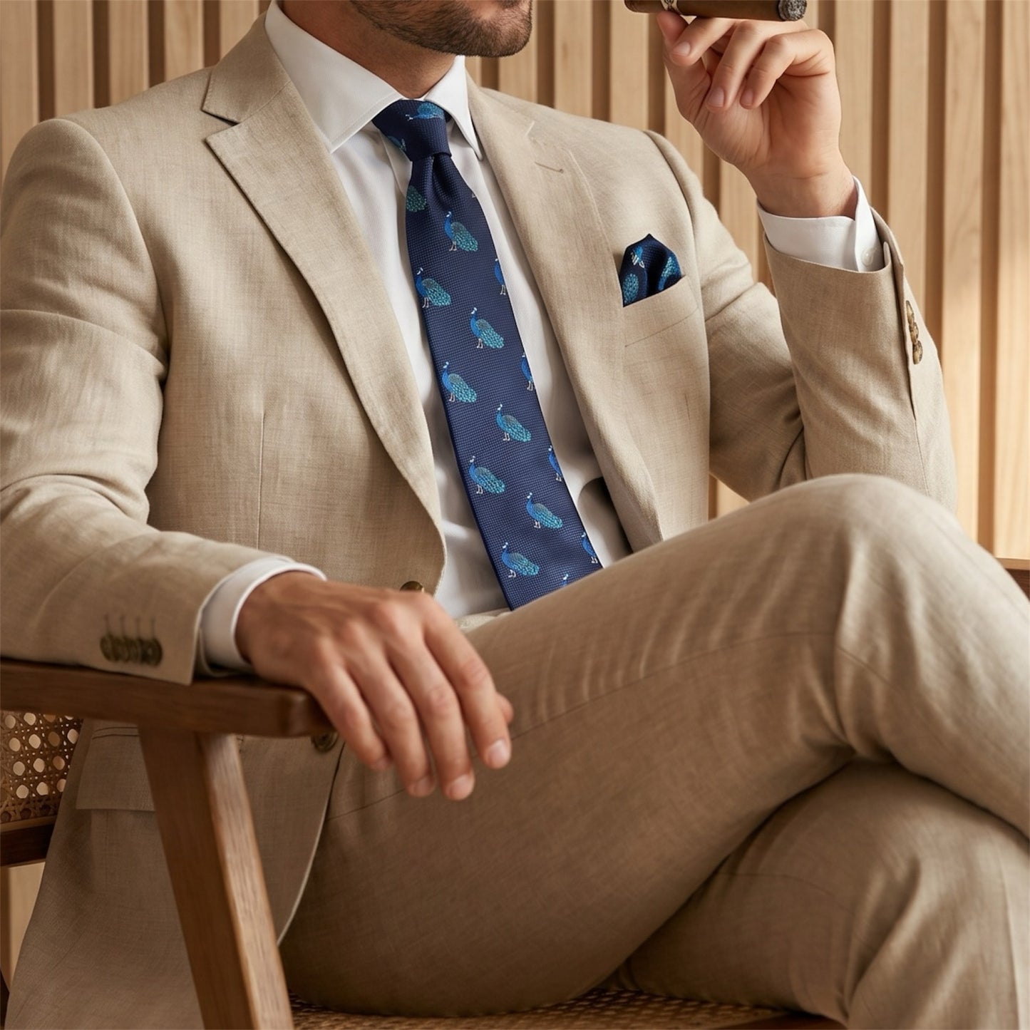 Peacock Pocket Square