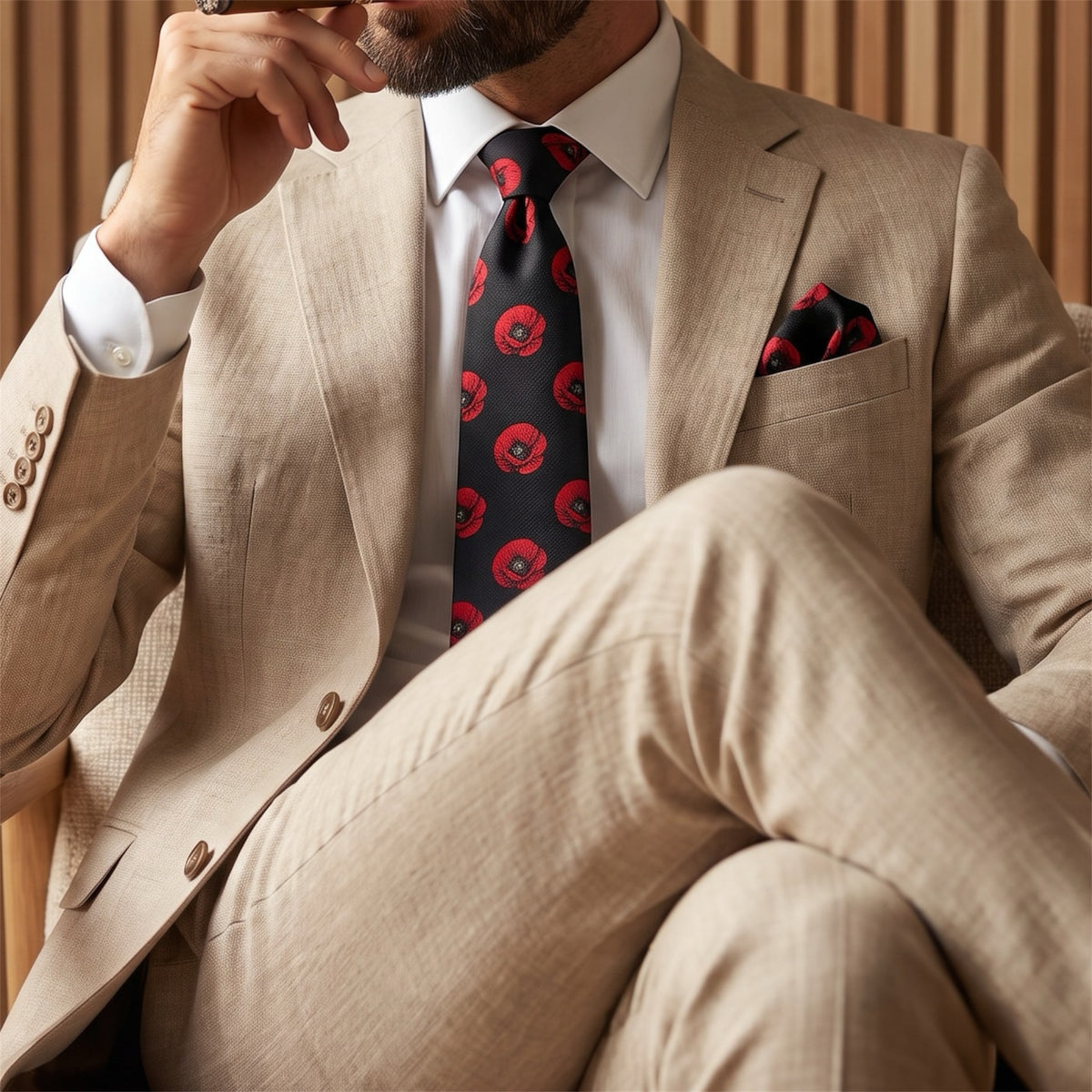 Poppy Pocket Square Black
