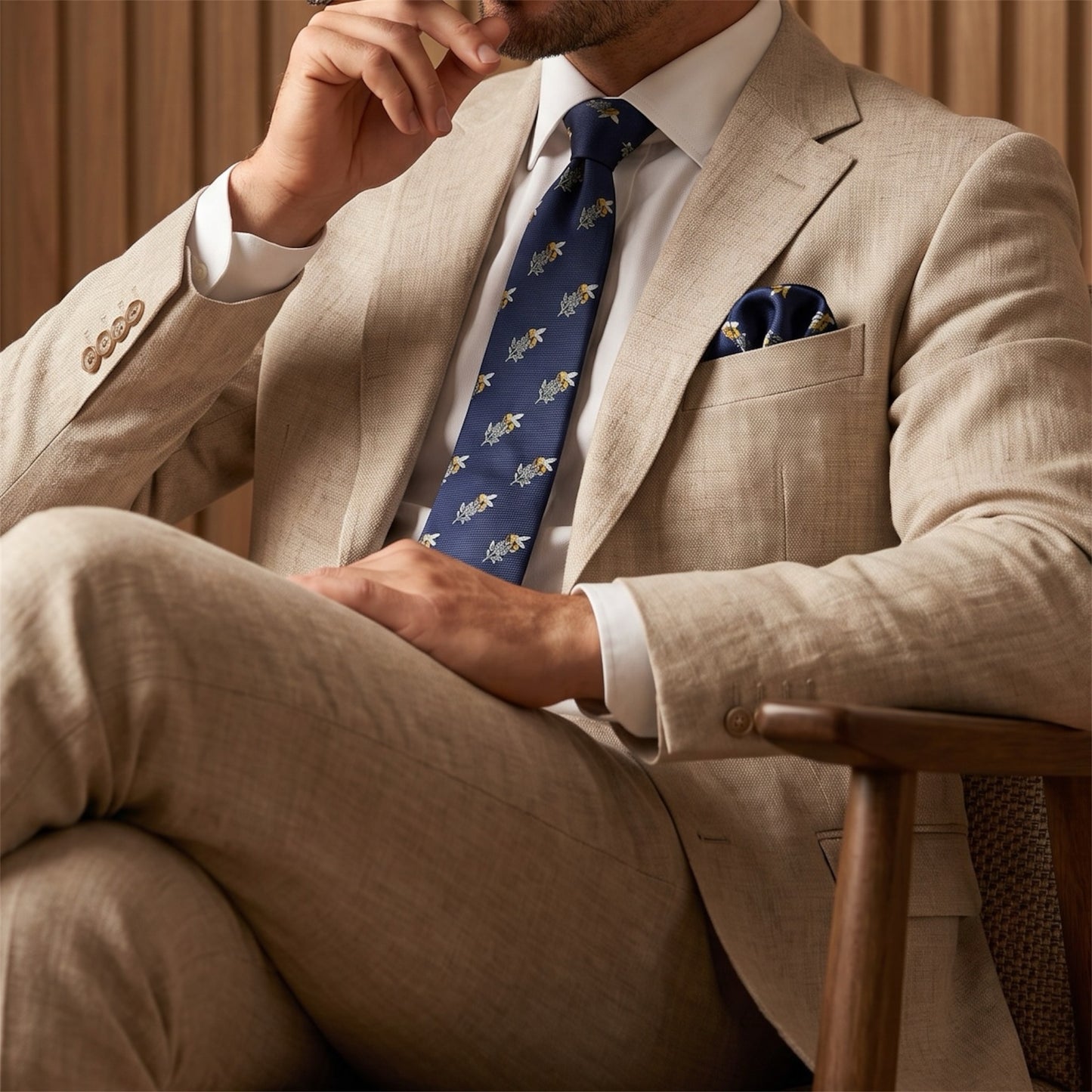 Bee Flower Pocket Square