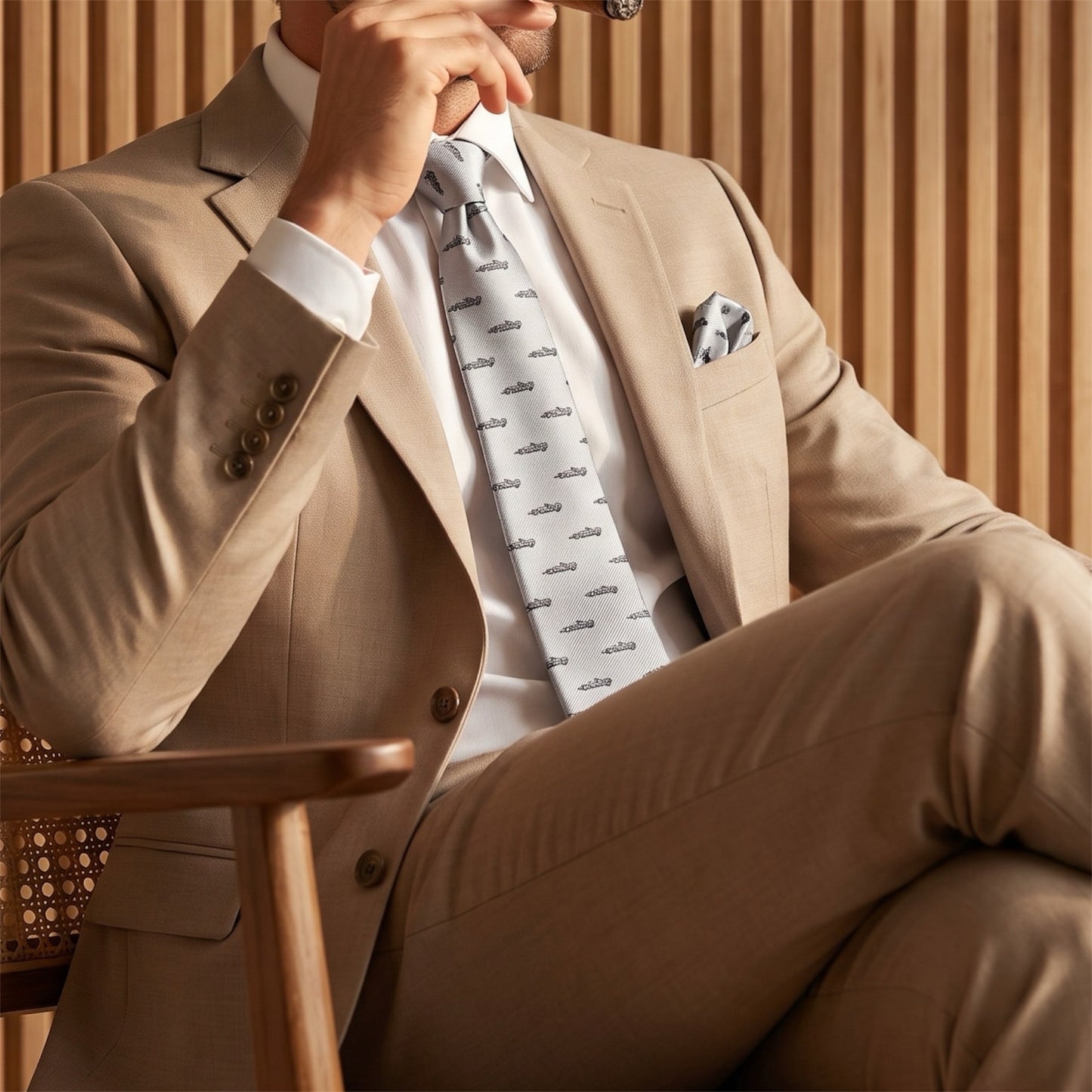F1 Racing Car Grey Pocket Square