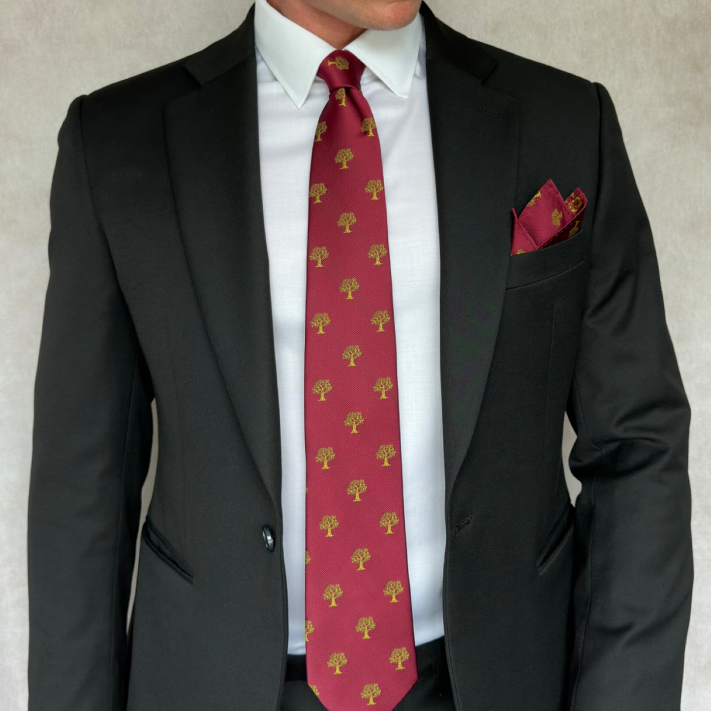 Red & Gold Tree Pocket Square