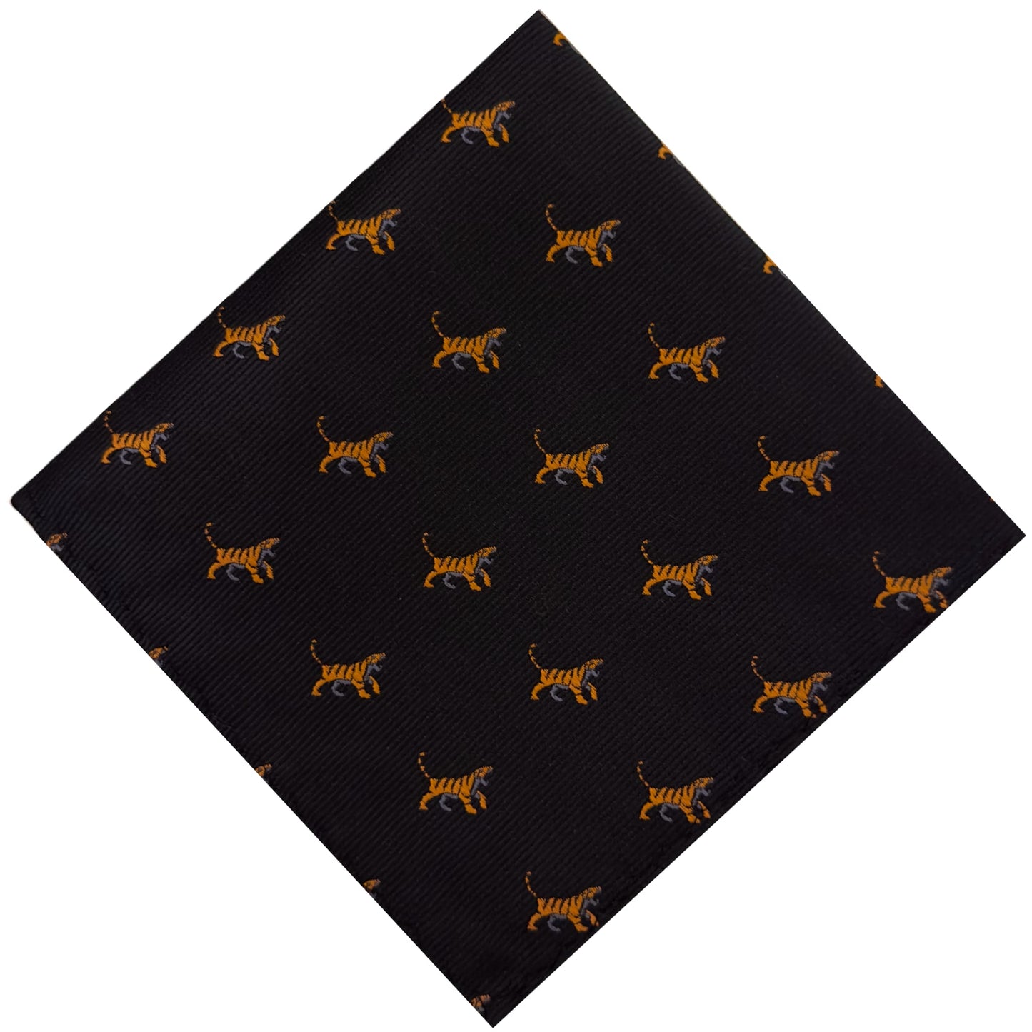 Black pocket square with tiger pattern