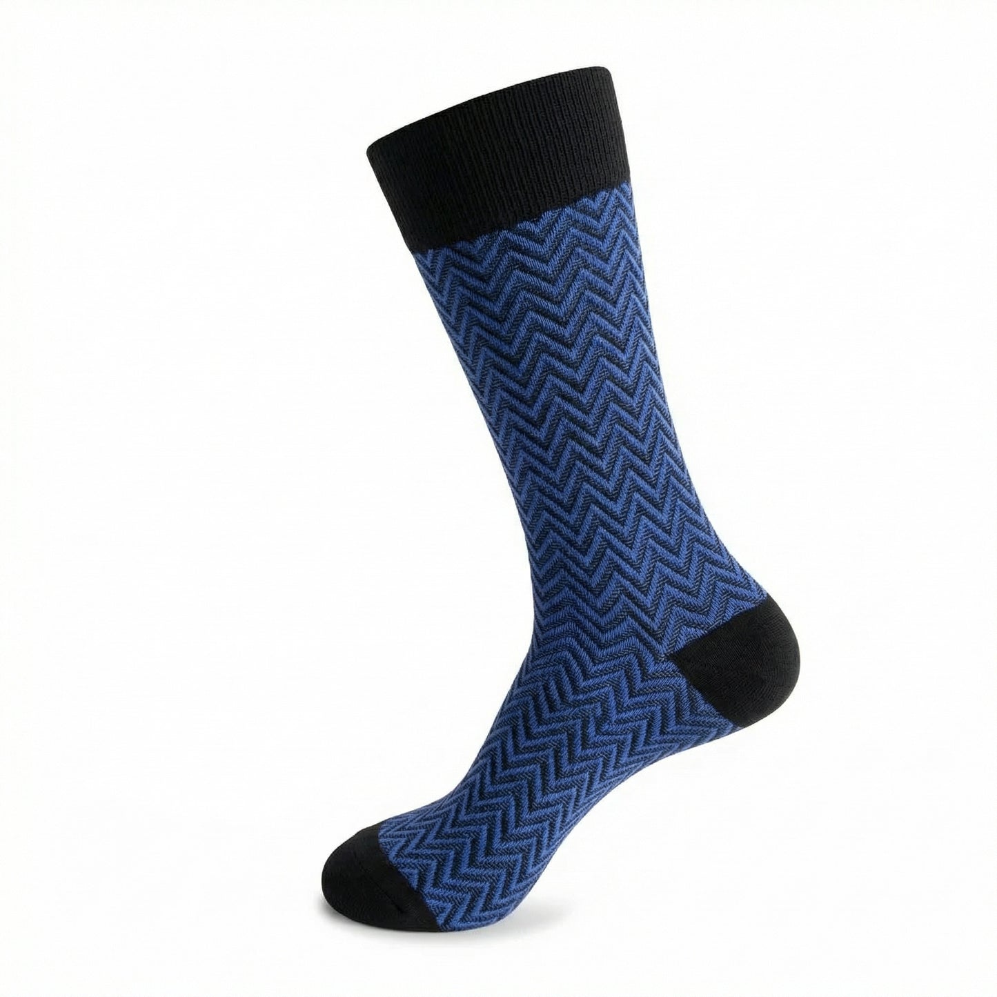 Blue Mercerised Herringbone Business Socks