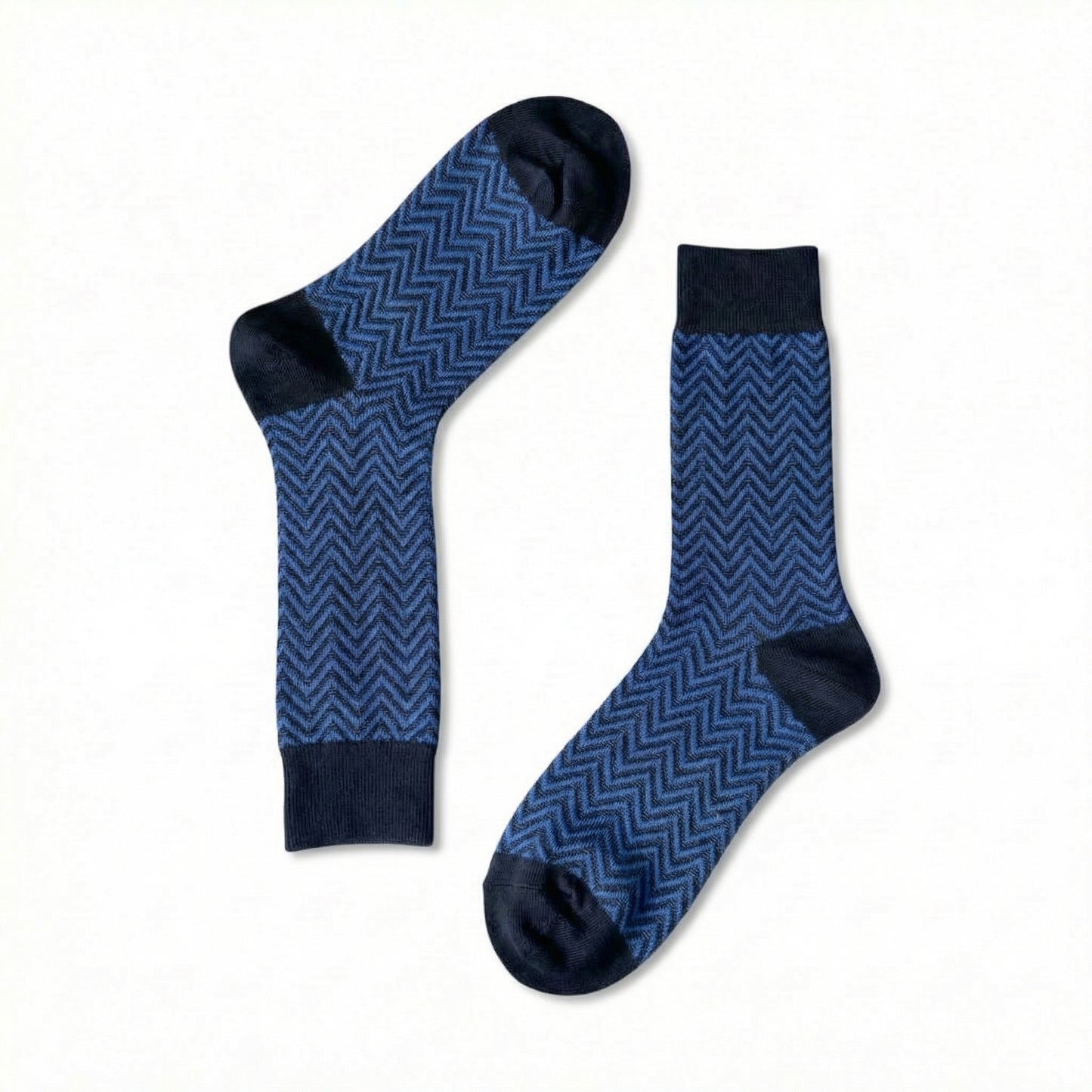 Blue Mercerised Herringbone Business Socks