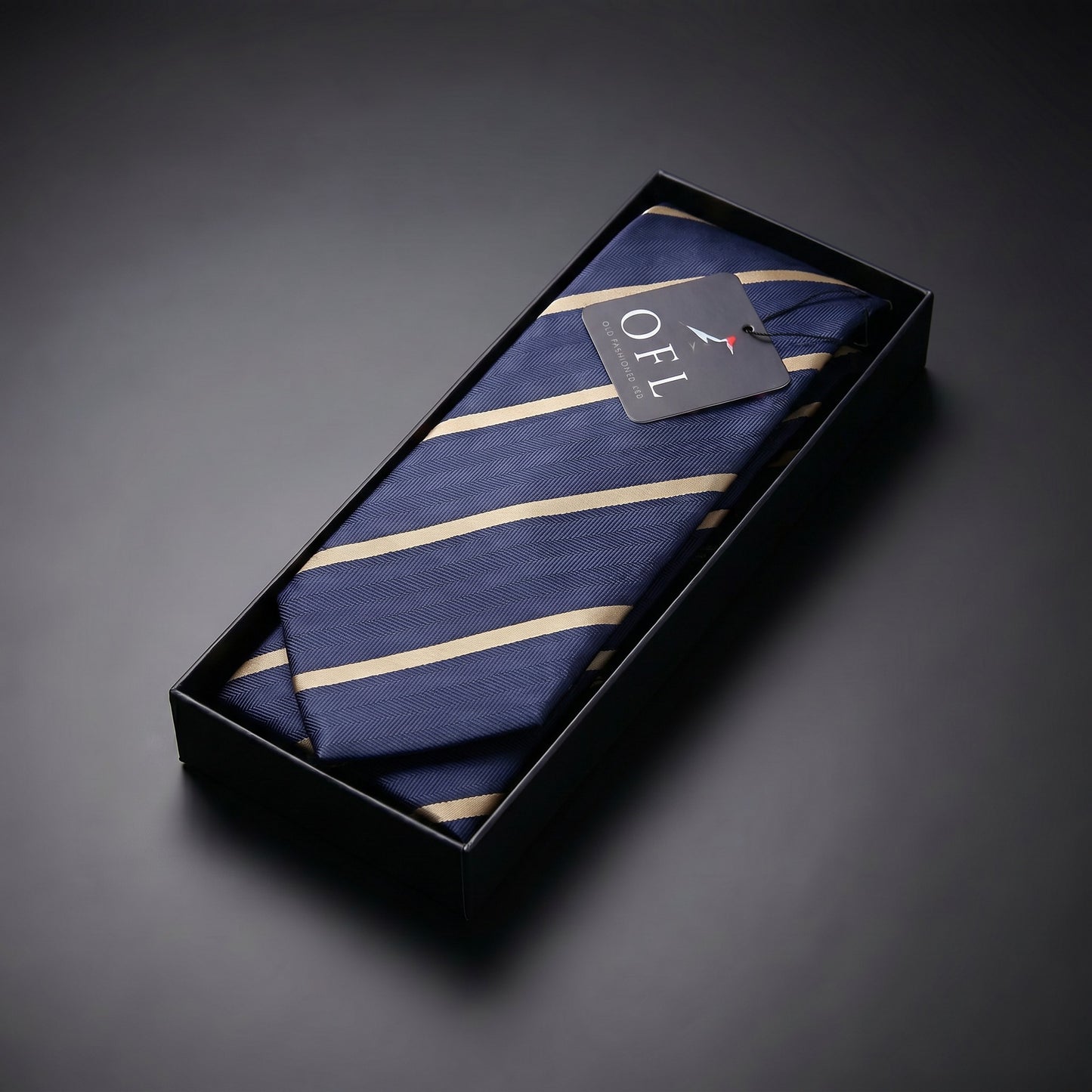 Navy Blue & Caramel Stripe Tie - Hawksmoor Edit