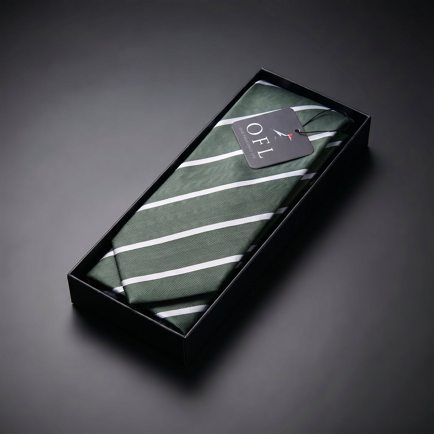 Forest Green & White Stripe Tie - Hawksmoor Edit