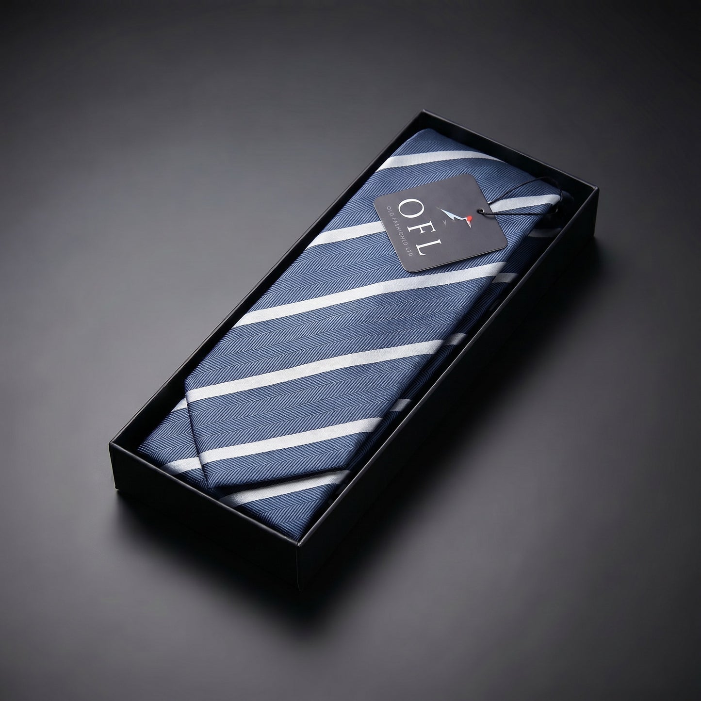 Steel Blue & White Stripe Tie - Hawksmoor Edit