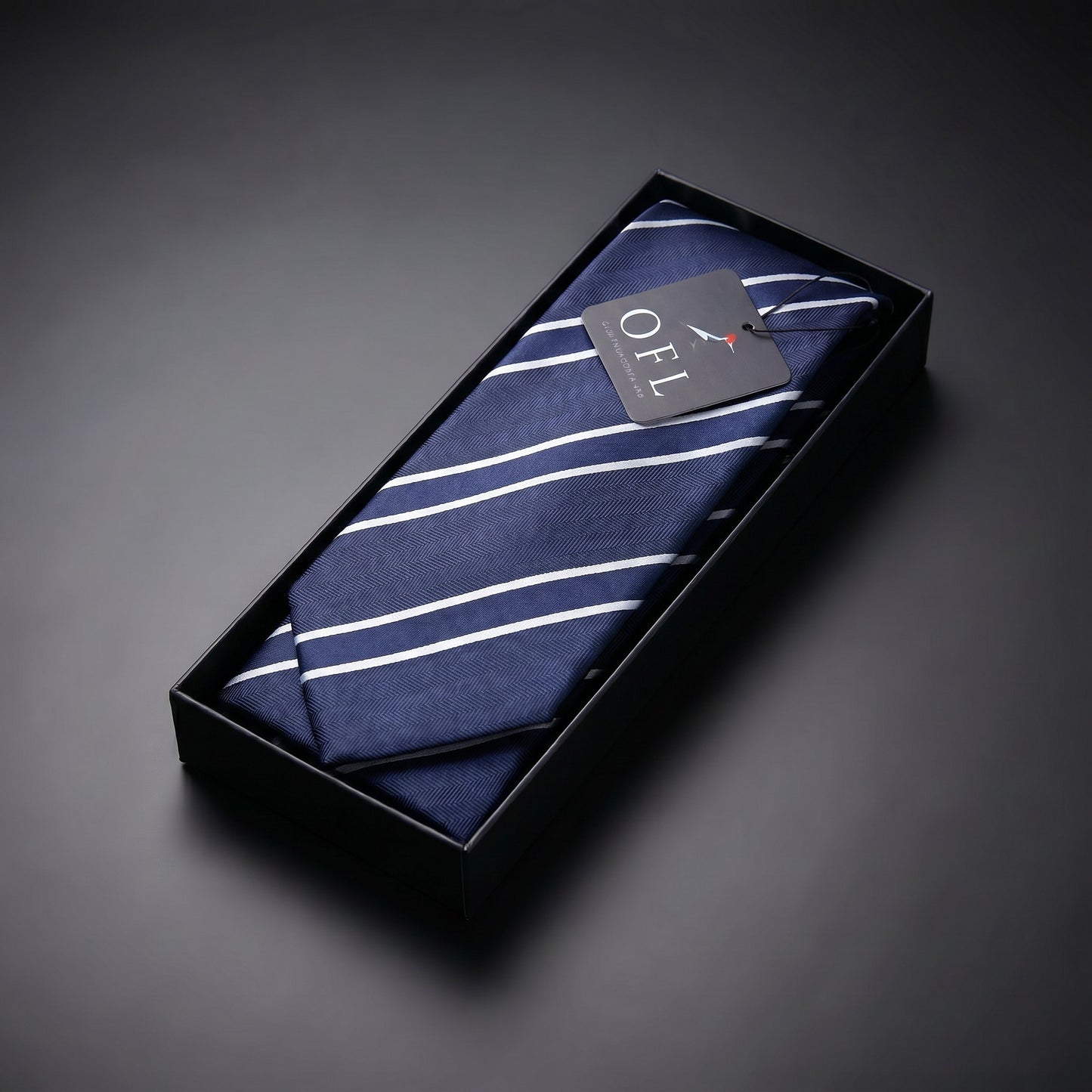 Navy Blue & White Stripe Tie - Charleston Edit