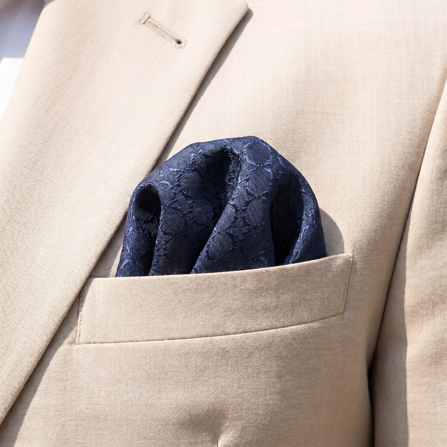 Navy Midnight Blue Textured Pocket Square