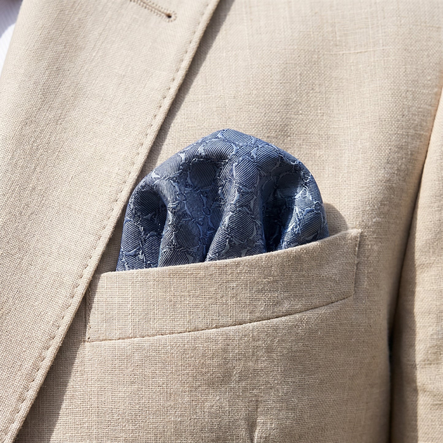 Steel Blue Textured Pocket Square