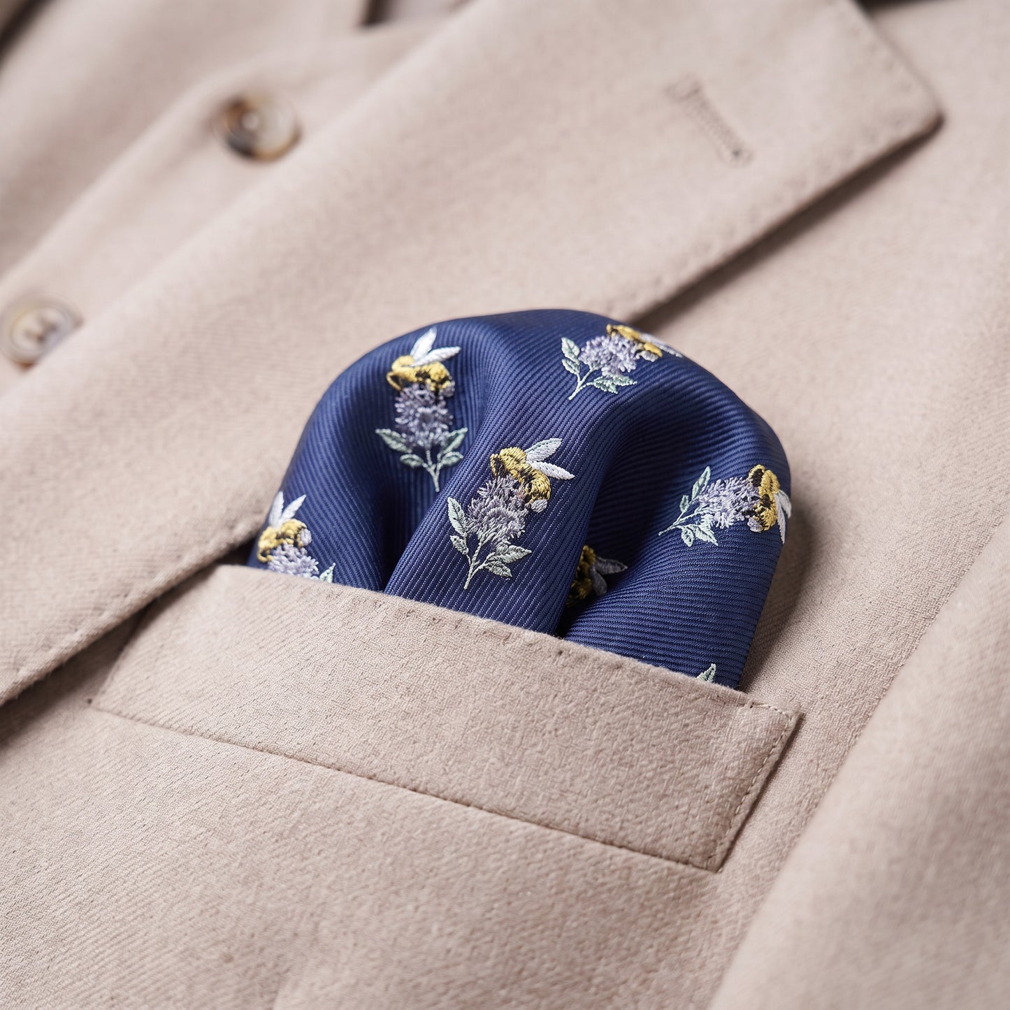 Bee Flower Pocket Square