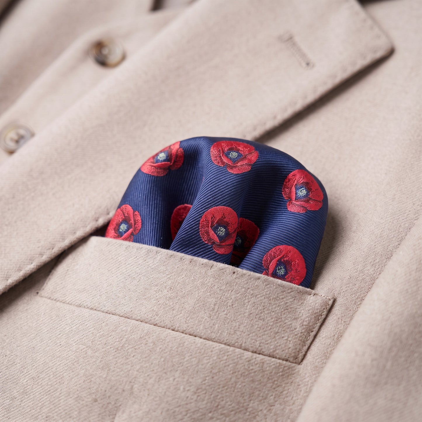 Poppy Pocket Square Navy