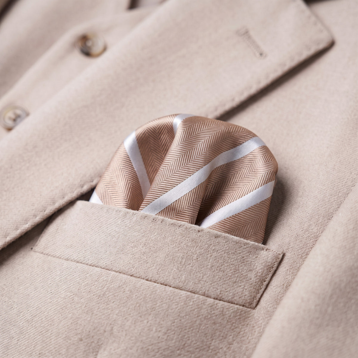 Cappuccino Stripe Pocket Square - Hawksmoor Edit