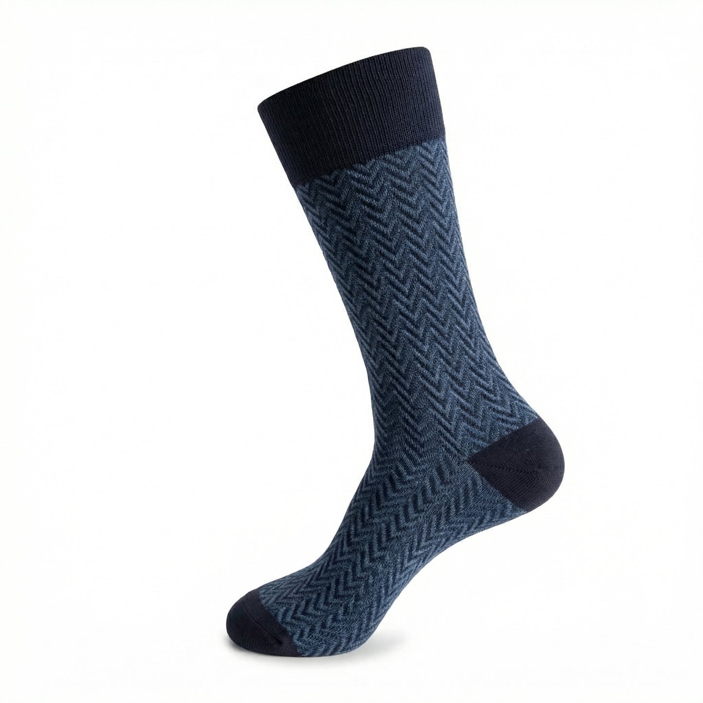 Navy Mercerised Herringbone Business Socks