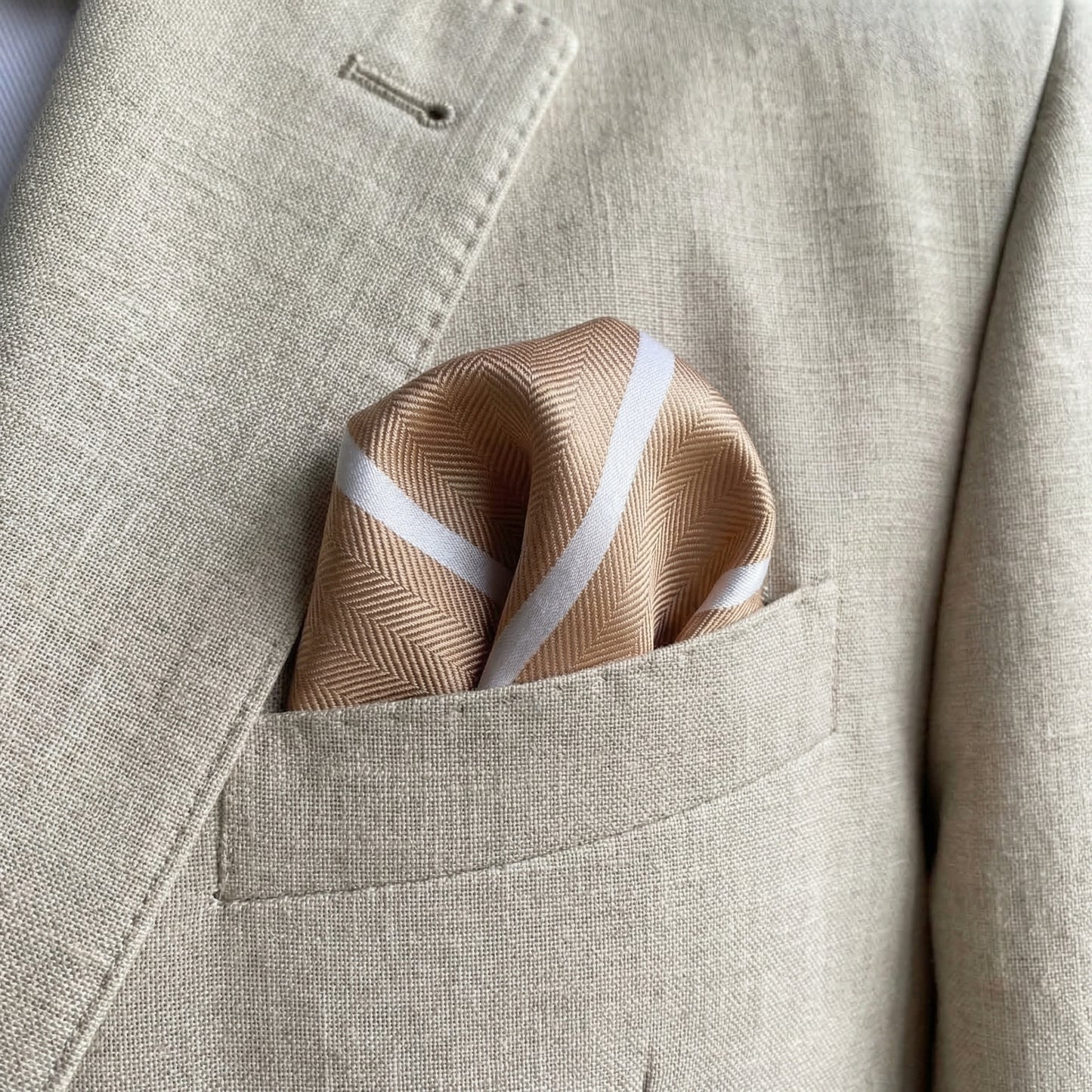 Cappuccino Stripe Pocket Square - Hawksmoor Edit