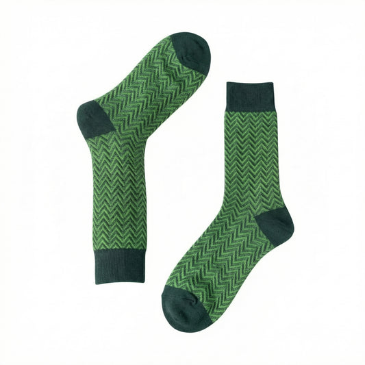 Green Mercerised Herringbone Business Socks