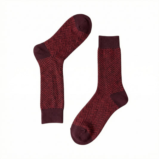 Red Mercerised Herringbone Business Socks
